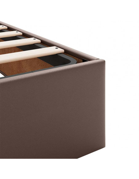 Struttura Letto Pouf con Materasso Marrone 100x200cm Similpelle