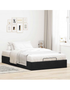 Struttura Letto Pouf Senza Materasso Nero 120x190 cm Velluto 2