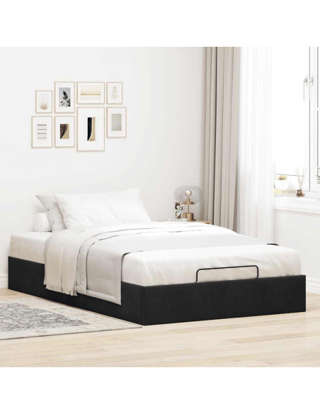 Struttura Letto Pouf Senza Materasso Nero 120x190 cm Velluto