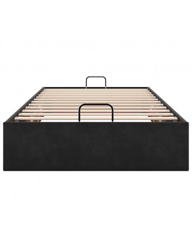 Struttura Letto Pouf Senza Materasso Nero 100x200 cm Velluto