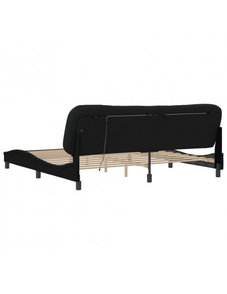 Giroletto con Luci LED Nero 200x200 cm in Tessuto