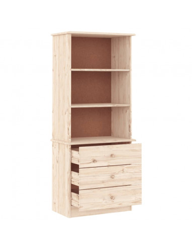 Libreria con Cassetti ALTA 60x35x142 cm Legno Massello di Pino