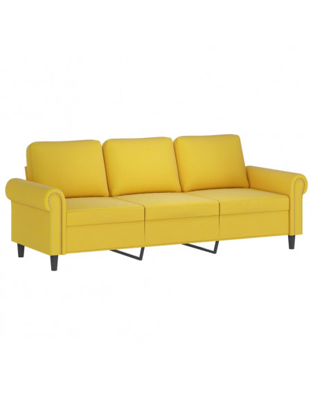 Divano a 3 Posti con Cuscini Giallo 180 cm in Velluto
