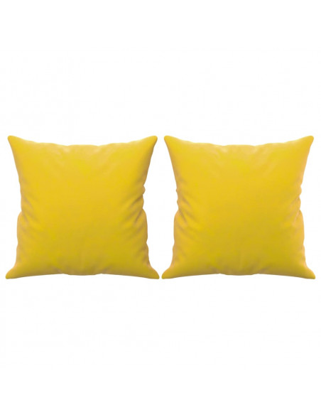 Divano a 3 Posti con Cuscini Giallo 180 cm in Velluto