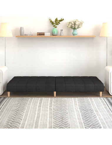 Divano Letto a 2 Posti Nero in Tessuto