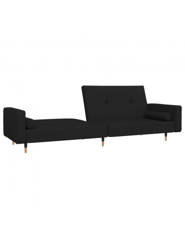 Divano Letto a 2 Posti con 2 Cuscini Nero in Velluto