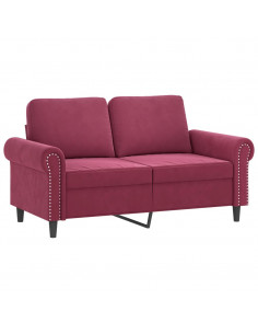 Set di Divani 2 pz con Cuscini Rosso Vino in Velluto 2