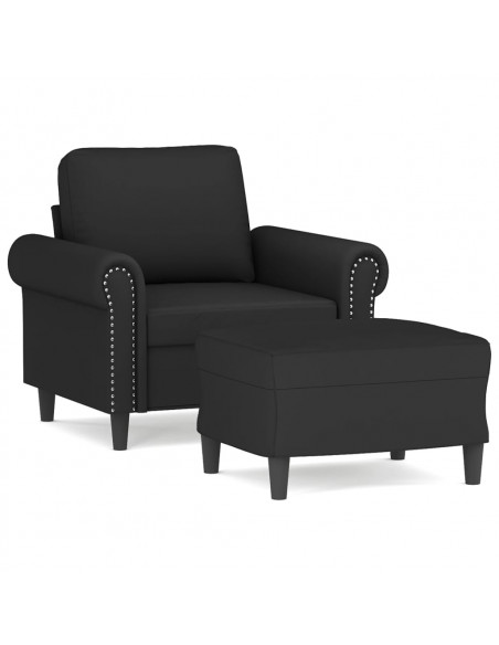 Poltrona con Poggiapiedi Nero 60 cm in Velluto