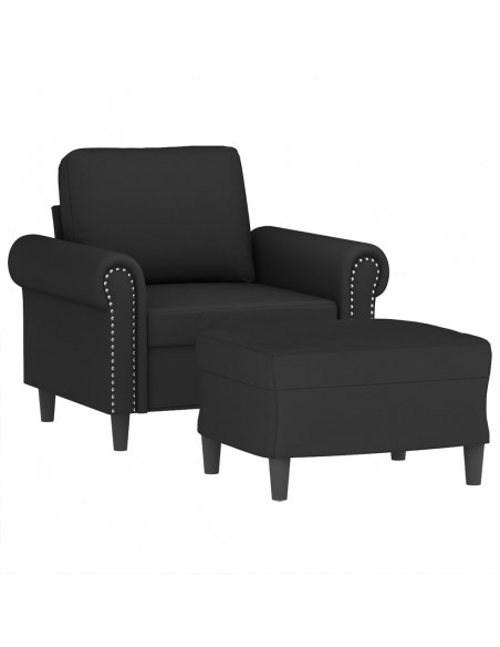 Poltrona con Poggiapiedi Nero 60 cm in Velluto