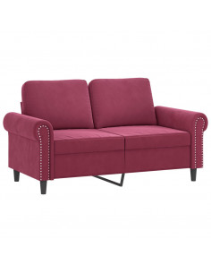 Set di Divani 3 pz con Cuscini Rosso Vino in Velluto 2