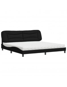 Letto con Materasso Nero 200x200 cm in Tessuto