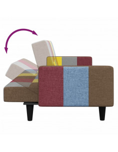 Divano Letto a 2 Posti con Poggiapiedi Patchwork in Tessuto 2