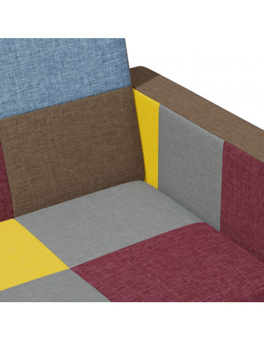 Divano Letto a 2 Posti con Poggiapiedi Patchwork in Tessuto