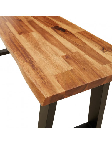 Set da Pranzo 3 pz con Bordi Vivi in Legno Massello di Acacia