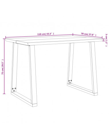 Set da Pranzo 3 pz con Bordi Vivi in Legno Massello di Acacia