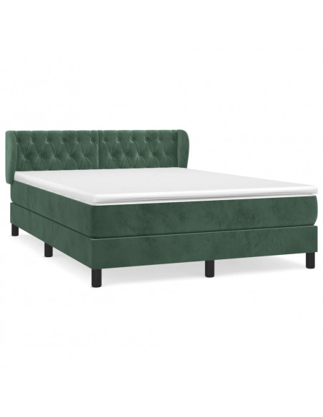 Giroletto a Molle con Materasso Verde Scuro 140x200 cm Velluto