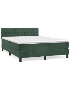 Giroletto a Molle con Materasso Verde Scuro 140x200 cm Velluto