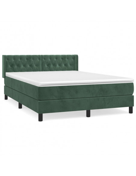 Giroletto a Molle con Materasso Verde Scuro 140x190 cm Velluto