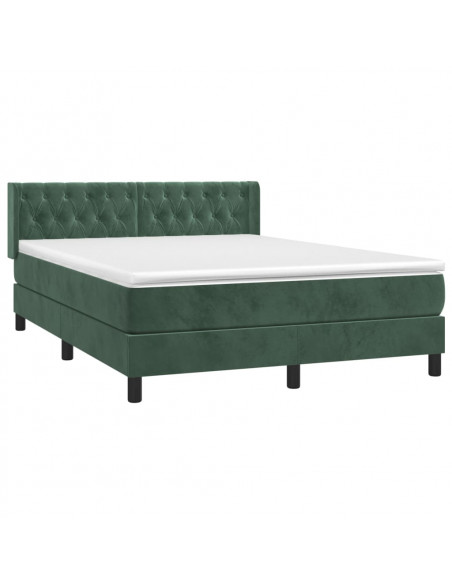 Giroletto a Molle con Materasso Verde Scuro 140x190 cm Velluto