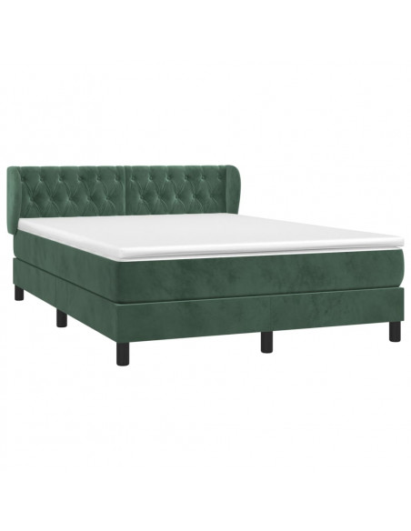 Giroletto a Molle con Materasso Verde Scuro 140x190 cm Velluto