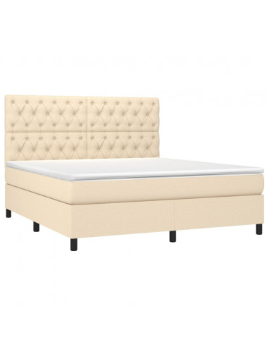 Giroletto a Molle con Materasso Crema 160x200 cm in Tessuto