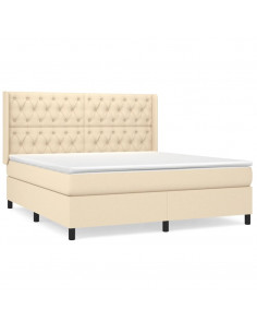 Giroletto a Molle con Materasso Crema 160x200 cm in Tessuto