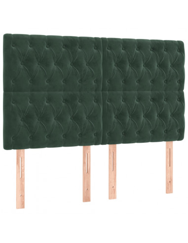 Giroletto a Molle con Materasso Verde Scuro 140x200 cm Velluto