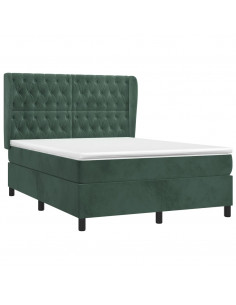 Giroletto a Molle con Materasso Verde Scuro 140x190 cm Velluto 2