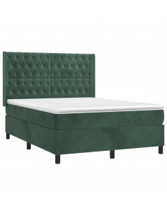 Giroletto a Molle con Materasso Verde Scuro 140x190 cm Velluto 2