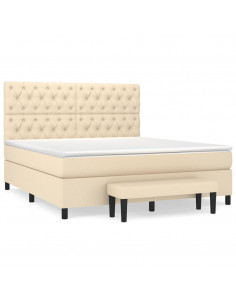 Giroletto a Molle con Materasso Crema 160x200 cm in Tessuto