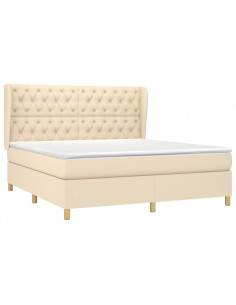 Giroletto a Molle con Materasso Crema 160x200 cm in Tessuto 2