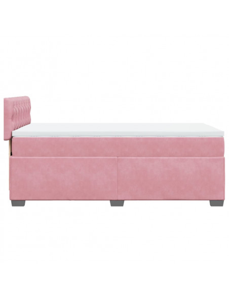 Giroletto a Molle con Materasso Rosa 100x200 cm in Velluto