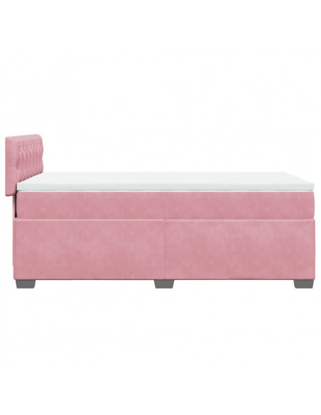 Giroletto a Molle con Materasso Rosa 100x200 cm in Velluto