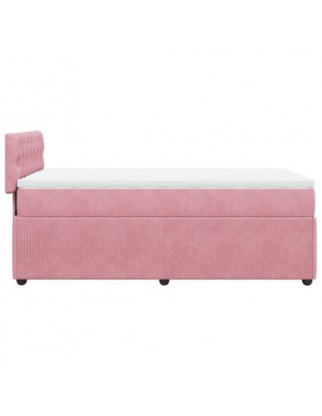 Giroletto a Molle con Materasso Rosa 100x200 cm in Velluto