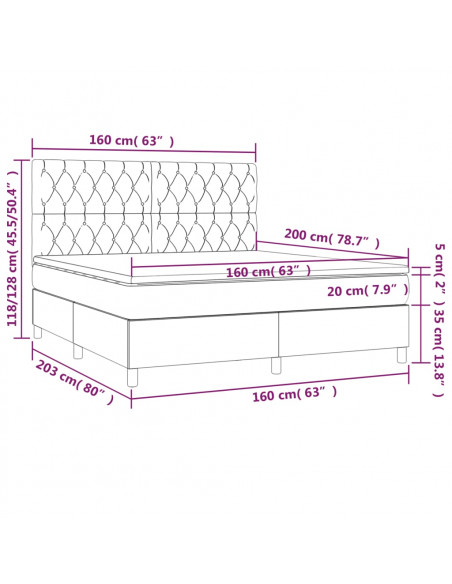 Giroletto a Molle con Materasso Blu Scuro 160x200 cm in Velluto