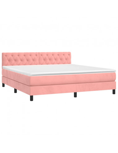 Giroletto a Molle con Materasso Rosa 160x200 cm in Velluto