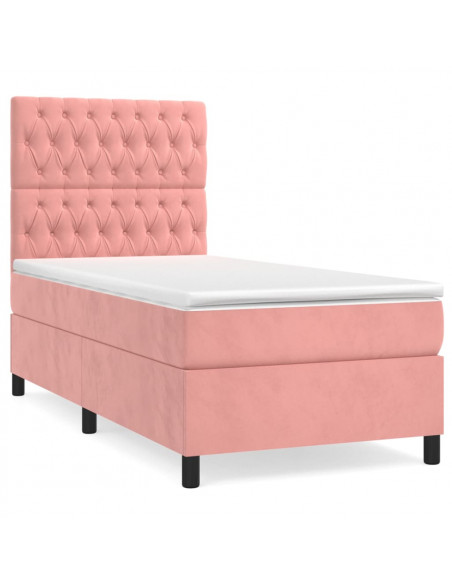 Giroletto a Molle con Materasso Rosa 80x200 cm in Velluto