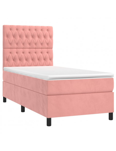Giroletto a Molle con Materasso Rosa 80x200 cm in Velluto