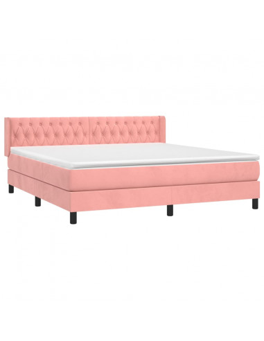 Giroletto a Molle con Materasso Rosa 160x200 cm in Velluto