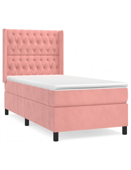 Giroletto a Molle con Materasso Rosa 80x200 cm in Velluto