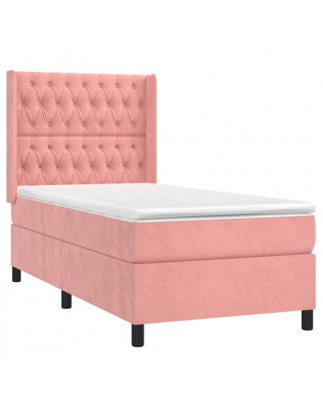 Giroletto a Molle con Materasso Rosa 80x200 cm in Velluto