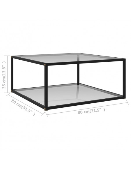 Tavolino da Salotto Trasparente 80x80x35 cm in Vetro Temperato