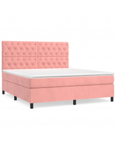 Giroletto a Molle con Materasso Rosa 160x200 cm in Velluto