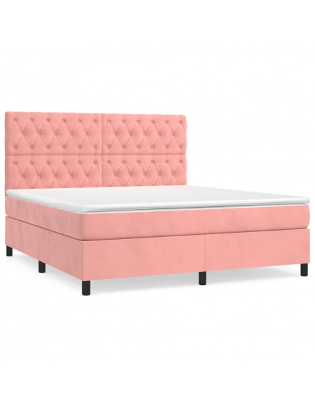 Giroletto a Molle con Materasso Rosa 160x200 cm in Velluto