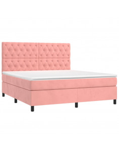 Giroletto a Molle con Materasso Rosa 160x200 cm in Velluto 2