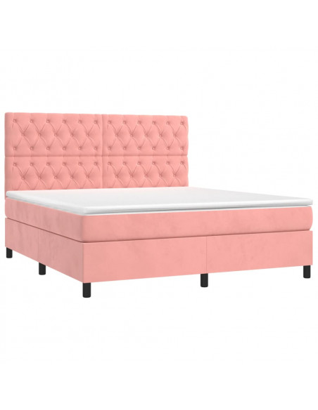Giroletto a Molle con Materasso Rosa 160x200 cm in Velluto