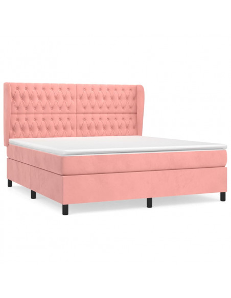 Giroletto a Molle con Materasso Rosa 160x200 cm in Velluto