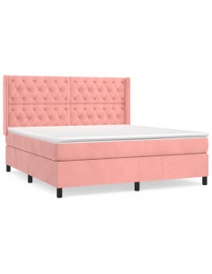 Giroletto a Molle con Materasso Rosa 160x200 cm in Velluto