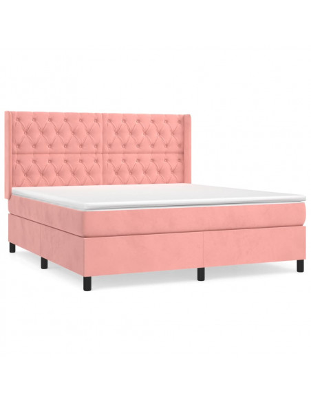 Giroletto a Molle con Materasso Rosa 160x200 cm in Velluto