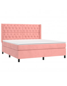 Giroletto a Molle con Materasso Rosa 160x200 cm in Velluto 2